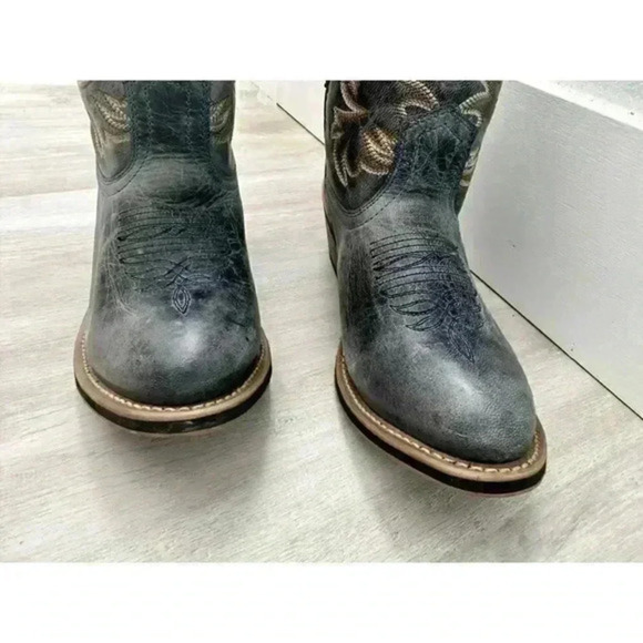 Laredo Women's Sapphyre‎ Leather Western Cowboy Booties - Round Toe - Picture 5 of 9